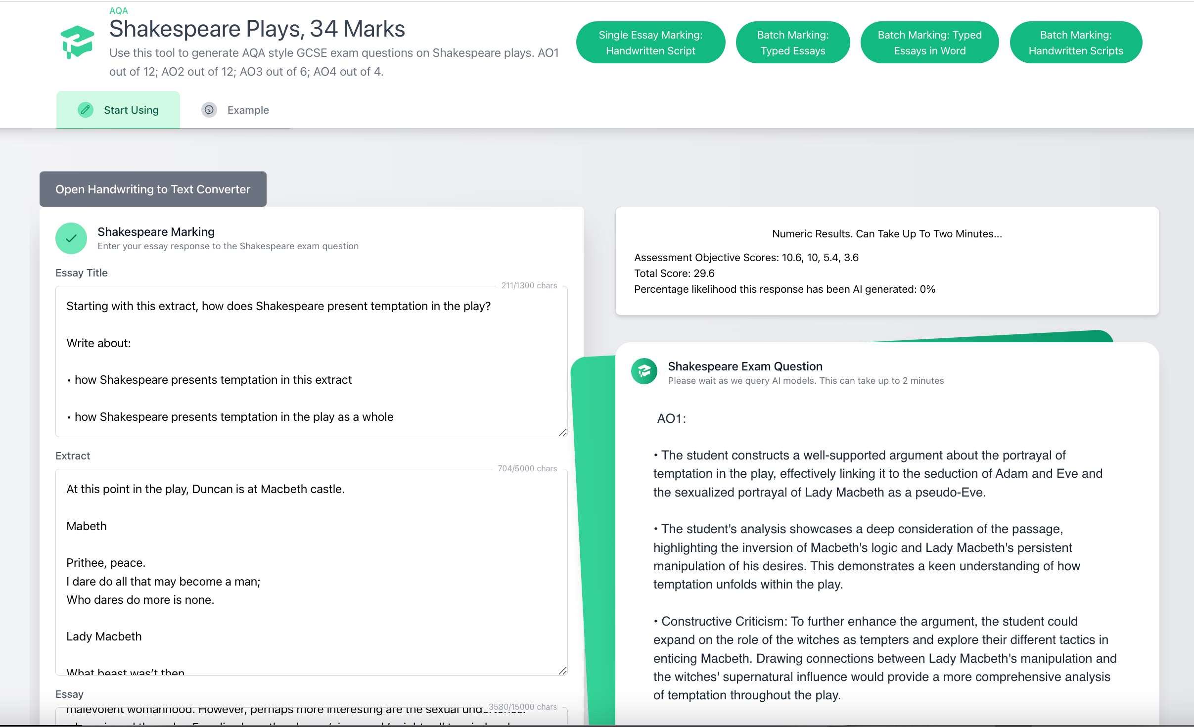 AQA Shakespeare Marking