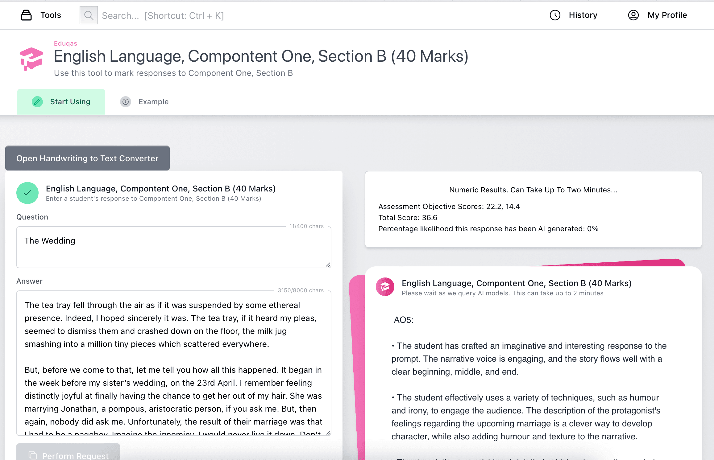 Marking Creative Writing