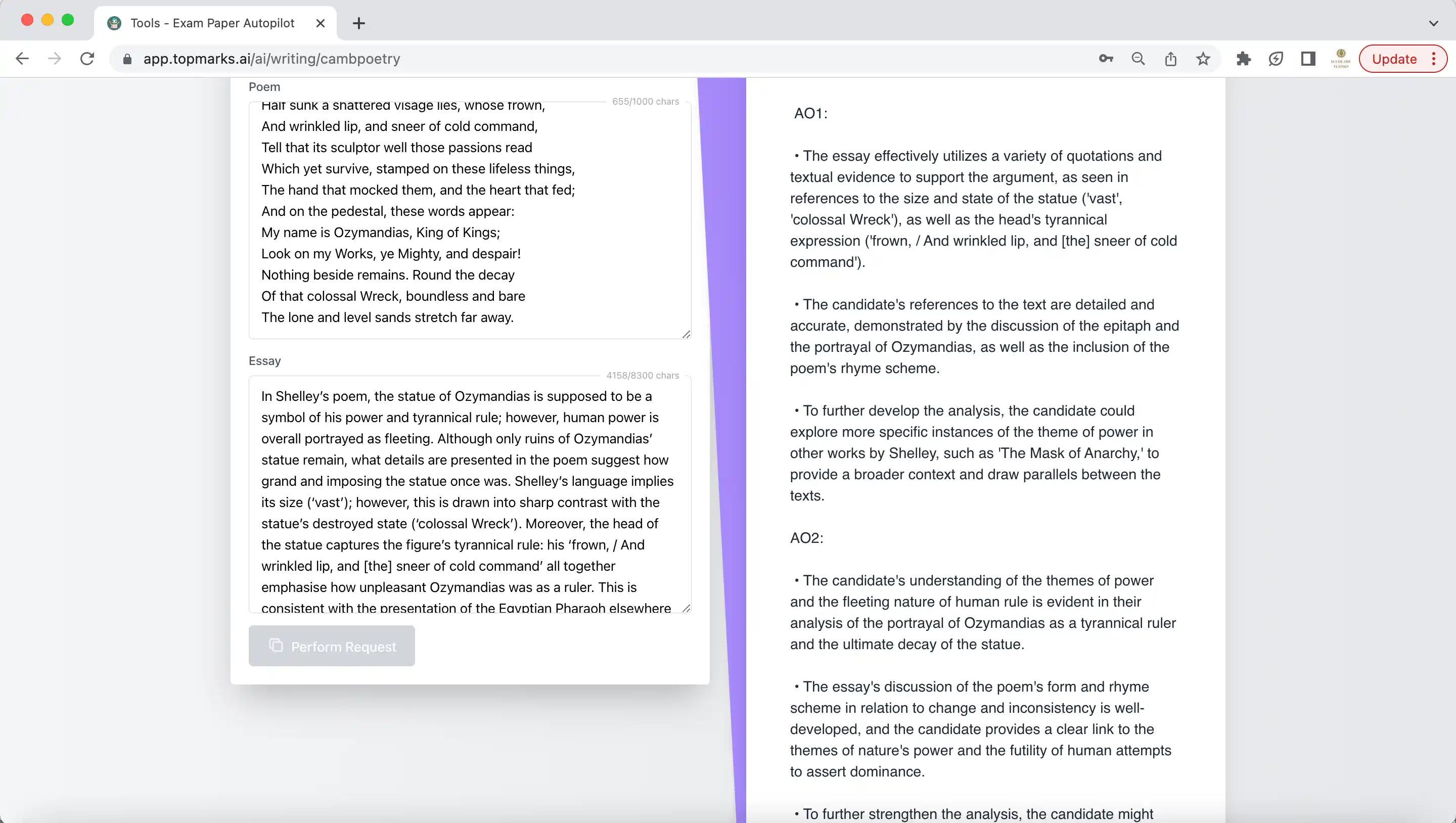 Meaningful Constructive Feedback - Top Marks AI feature screenshot